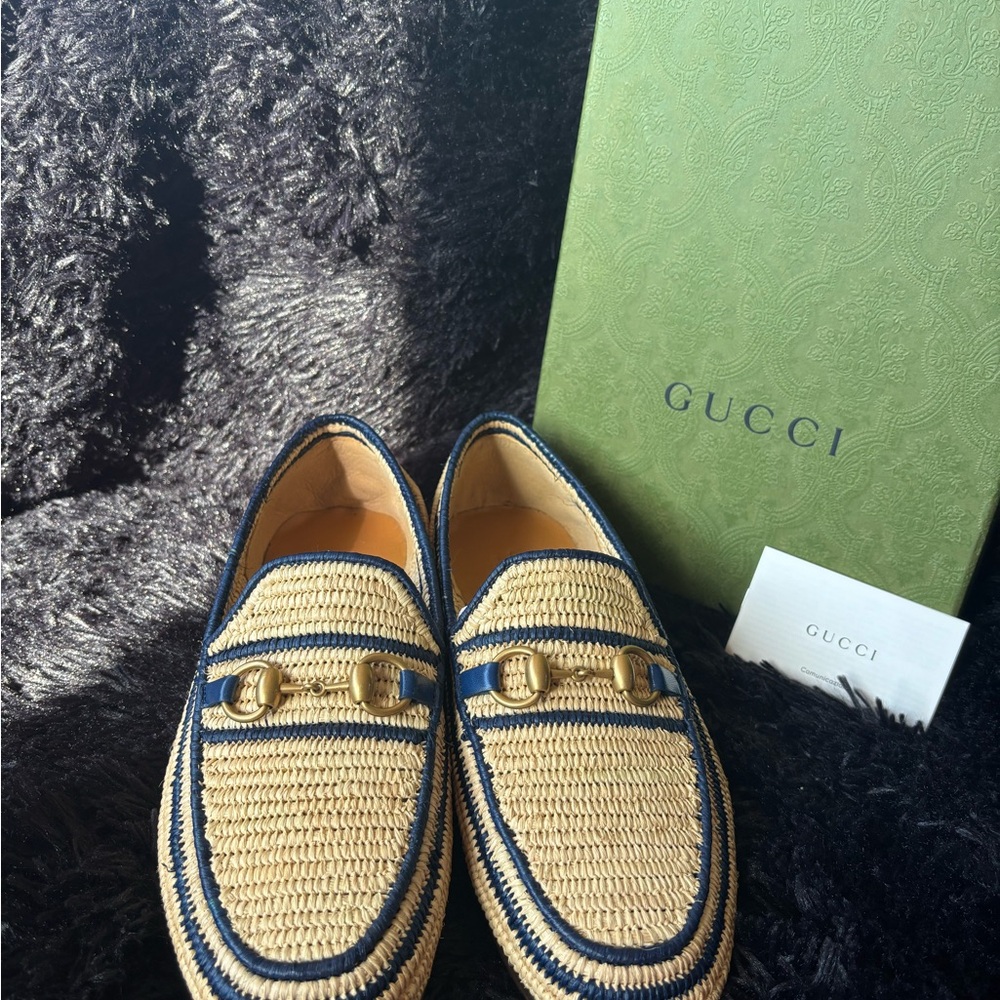 Gucci Men Natural Beige Raffia Horsebit Casual Loafer - Picture 4 of 11